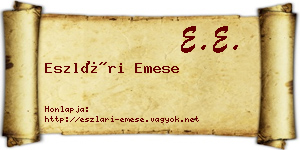 Eszlári Emese névjegykártya
